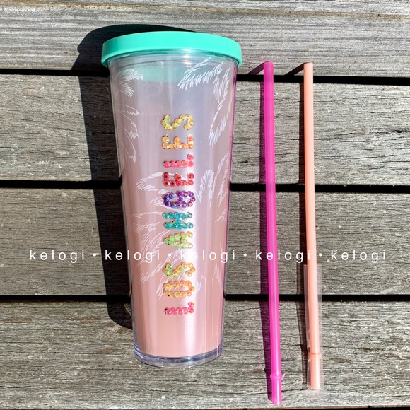 🌈NEW🌈Starbucks Custom Rainbow Bedazzled Bling Iridescent Los Angeles Tumbler - Picture 5 of 8